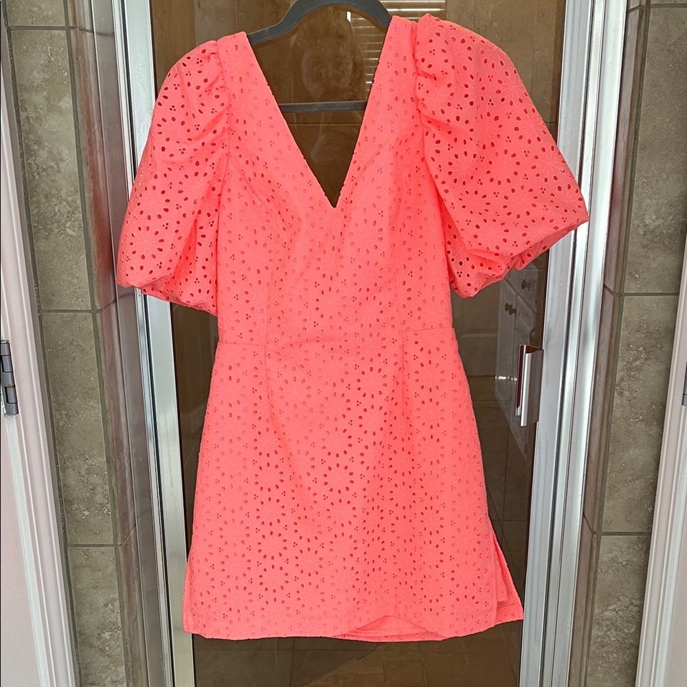 Lilly Pulitzer Vibrant Pink Puff Sleeve Romper